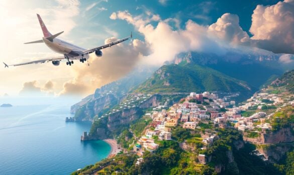 Flight over Amalfi Coast in Italy