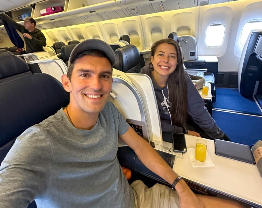 My photo of my wife and I flying to Europe last year