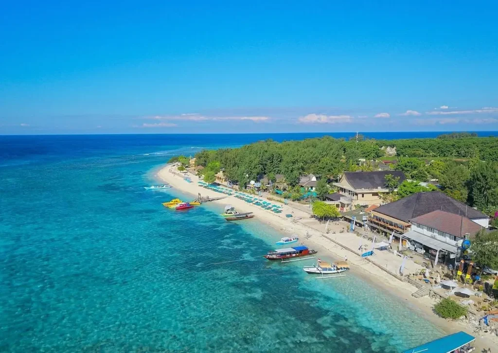Aerial view of Gili Trawangan ("Gili T")