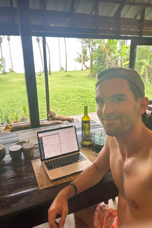 Me at coworking cafe in Siargao