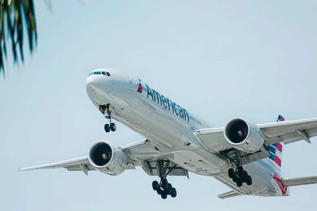 American Airlines Boeing 777 plane taking off