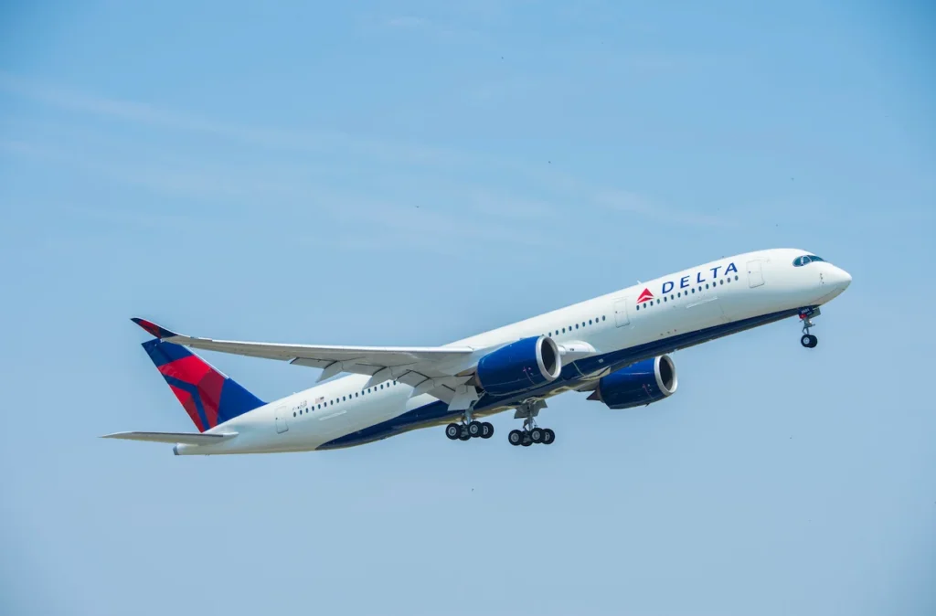 Delta Air Lines Airbus A350 plane taking off