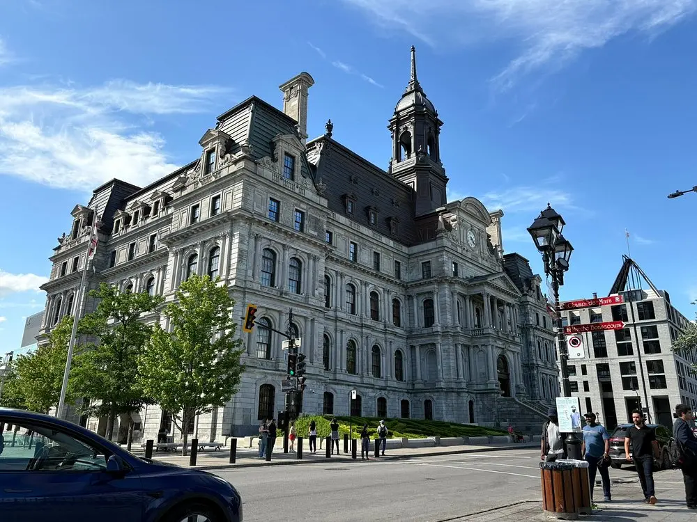 The historic Montreal City Hall building in Old Montreal.