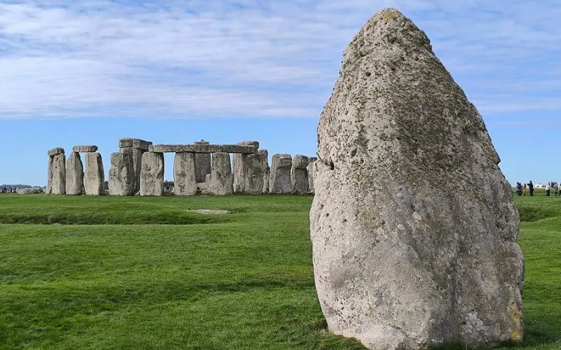 Massive standing stones at Stonehenge in the UK.