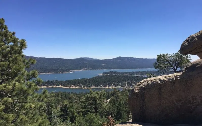 Scenic mountain and lake views are seen from Castle Rock Trail.