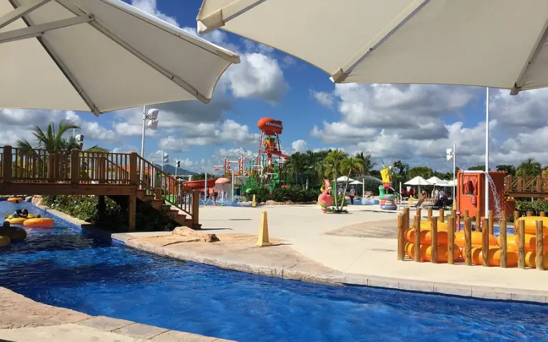 Waterpark with slides and splash zones at Nickelodeon Hotels & Resorts Punta Cana in the Dominican Republic.