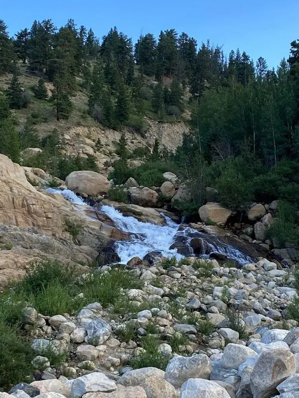 Cascading water over rocks at Alluvial Fan.