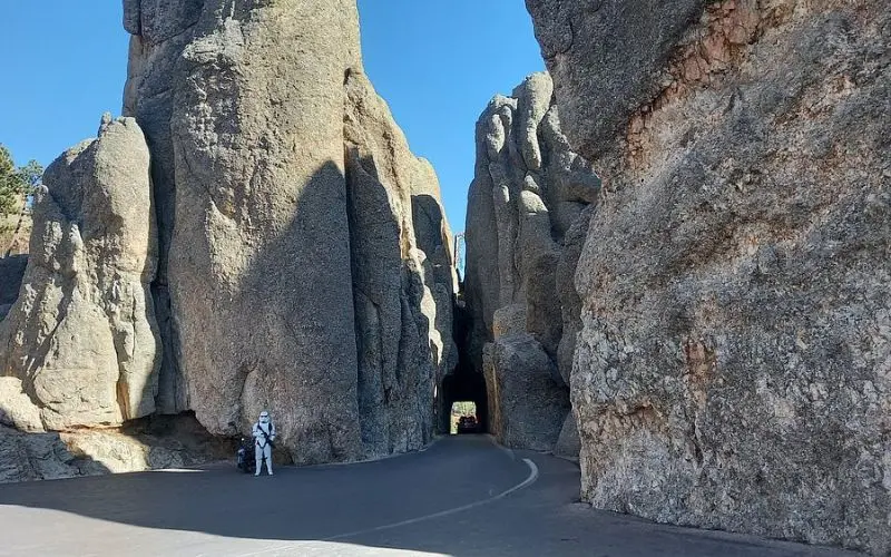 Towering granite rock formations along Needles Highway.
