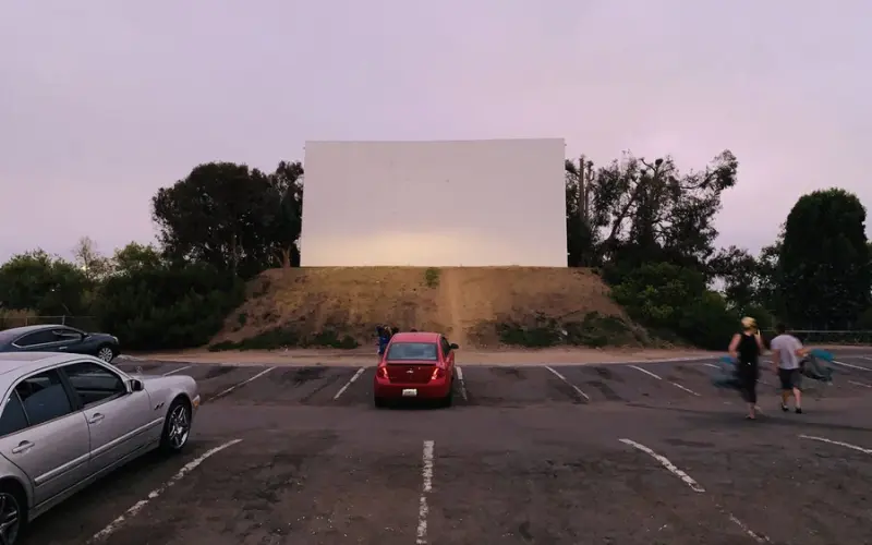 Cars face the big screen at the South Bay Drive-In.