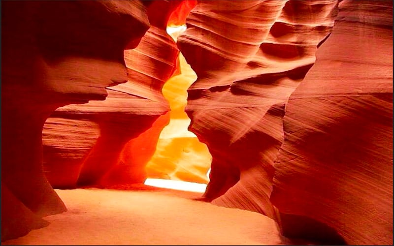 Antelope Canyon has mesmerizing shadows and hues in the rock that are sculpted by light. 