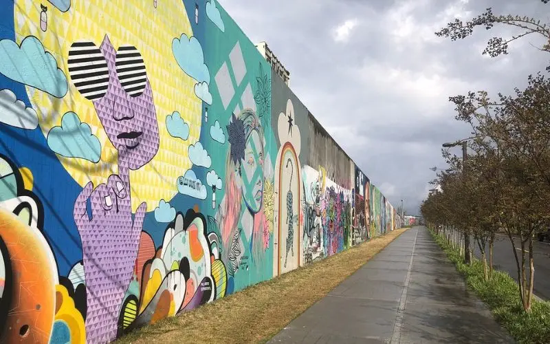 Vibrant mural art along a walkway at the Atlanta BeltLine.