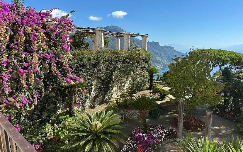 Gardens and sea views at Villa Rufolo in Ravello.