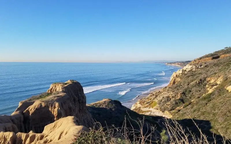 Scenic cliffs overlooking the ocean at Torrey Pines State Natural Reserve.