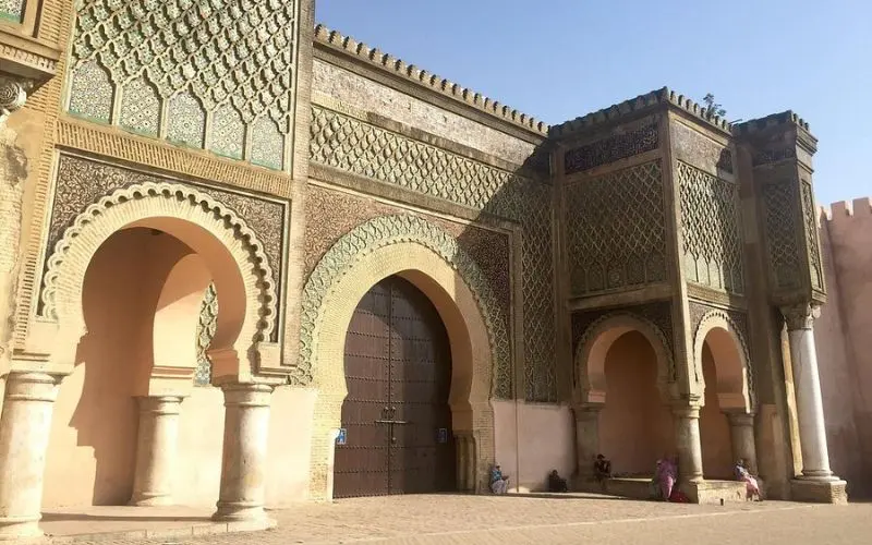 Ornate arched gateway of Bab Mansour in Meknes.