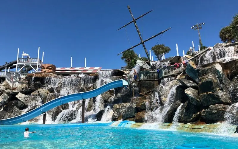 Water slides and waterfalls at Big Kahuna's Water and Adventure Park.