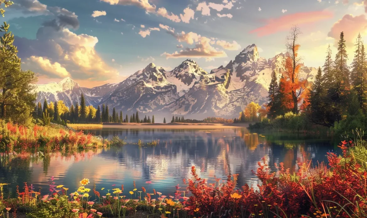 Beautiful mountain lake in Wyoming