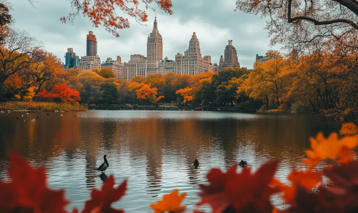 Beautiful view of New York City in the fall