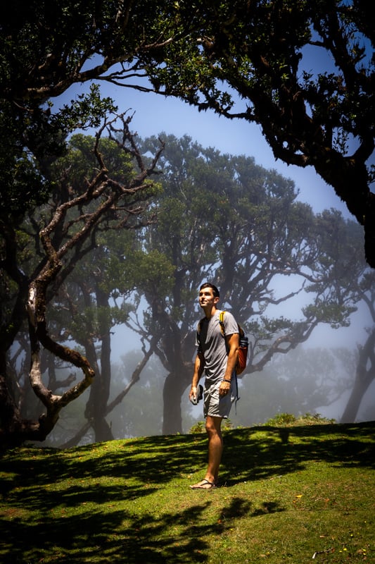 Me hiking through an enchanted forest in Madeira, Portugal
