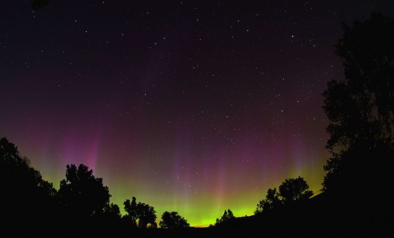 Vibrant Northern Lights over North Dakota's night sky.