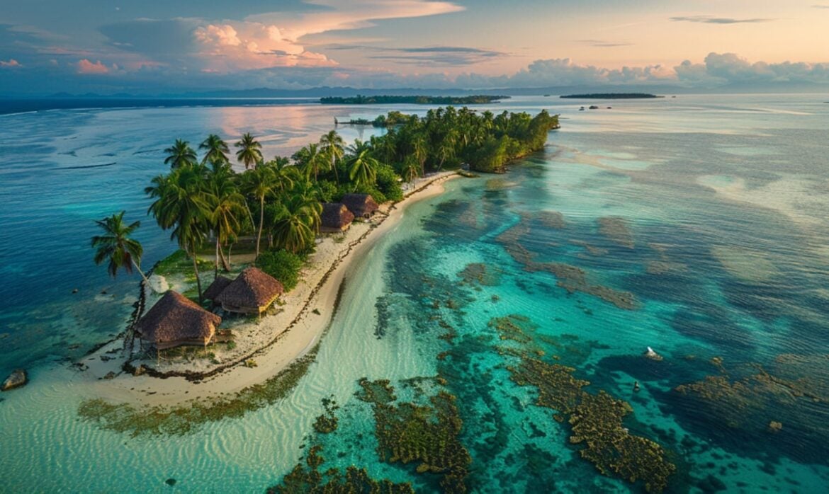 Aerial photo of a secluded island in Panama