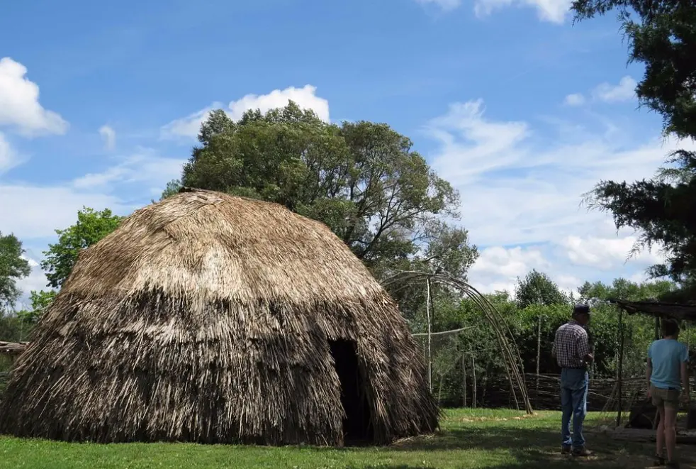 Wigwams at Ganatastwi, the Native American exhibit