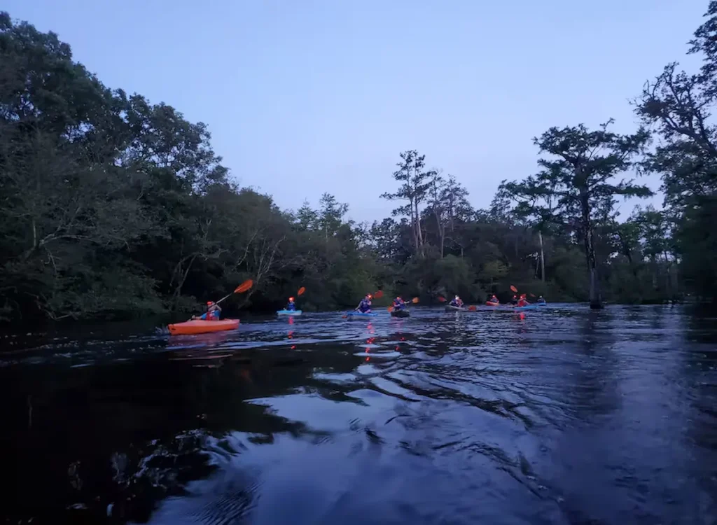 Paddle to island for Gourmet S'mores & Owl Call