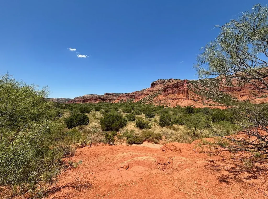 Caprock Canyons State Park under a blue sky