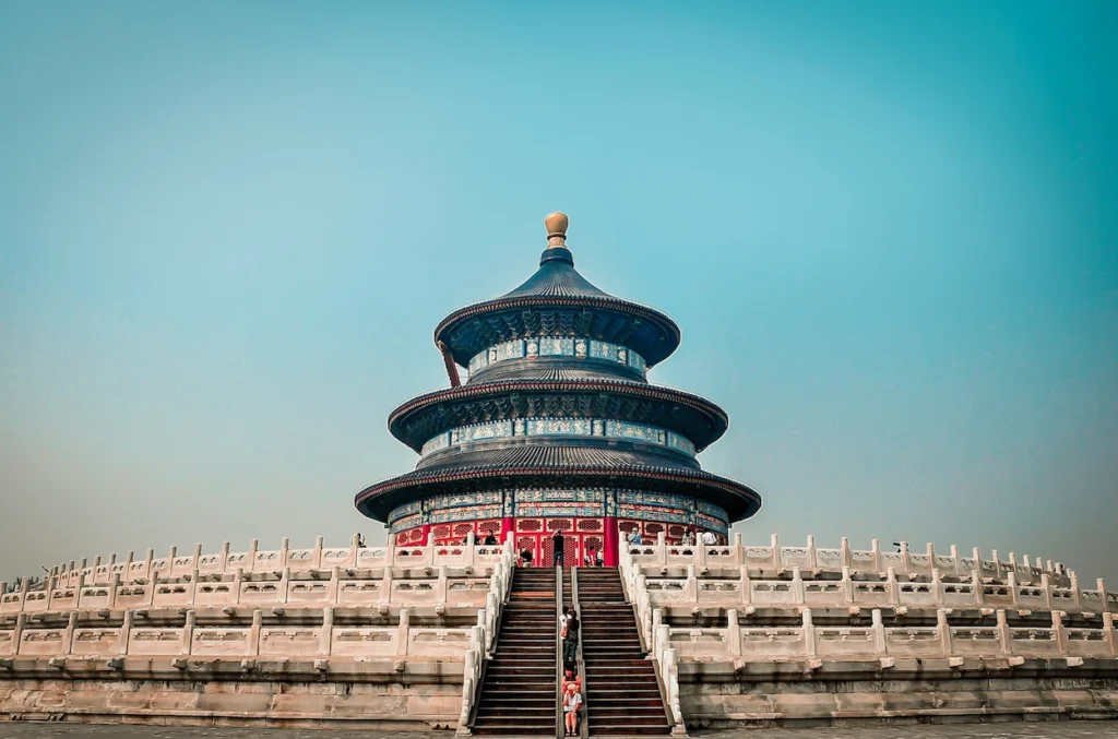 The Hall of Prayer for Good Harvests at the Temple of Heaven under a clear blue sky