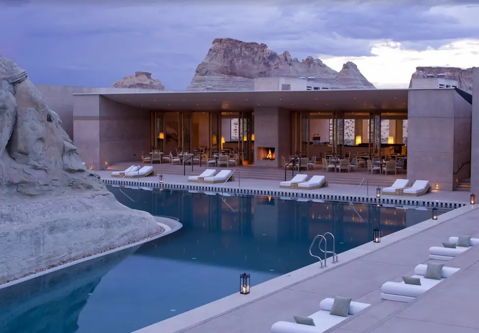 Amangiri Pavilion and Swimming Pool at Dusk
