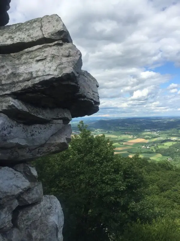 Large rock ledge with sweeping valley views at The Pinnacle.