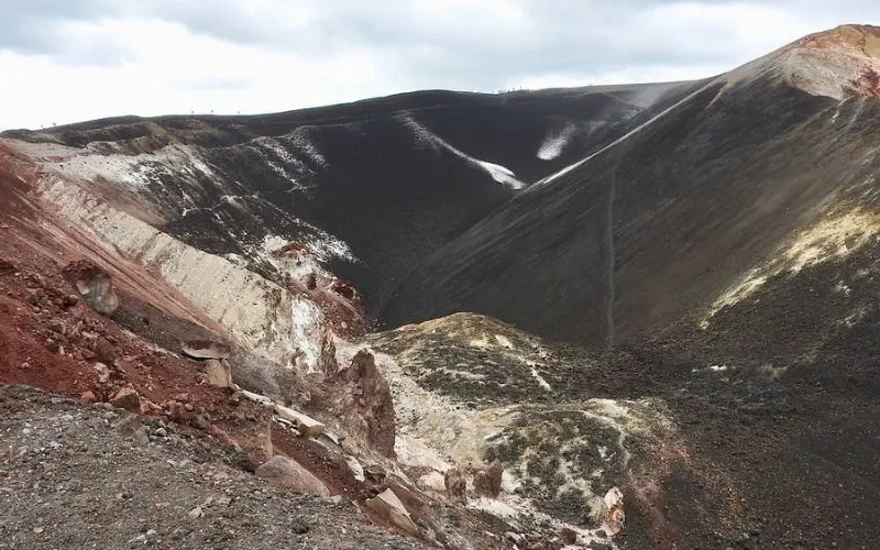 Rocky black slopes of the Cerro Negro volcano.