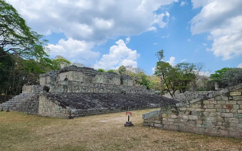 Ancient stone structures at the Copán Ruins Archaeological Site.