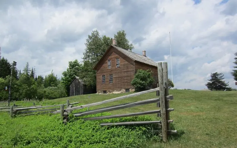 Historic farmhouse at John Brown Farm State Historic Site.