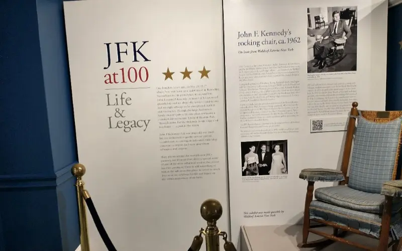 Exhibit about John F. Kennedy’s life at the John F. Kennedy Hyannis Museum.