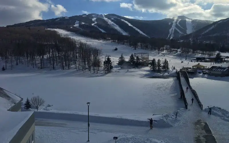 Snow-covered slopes and ski trails at Mount Killington.