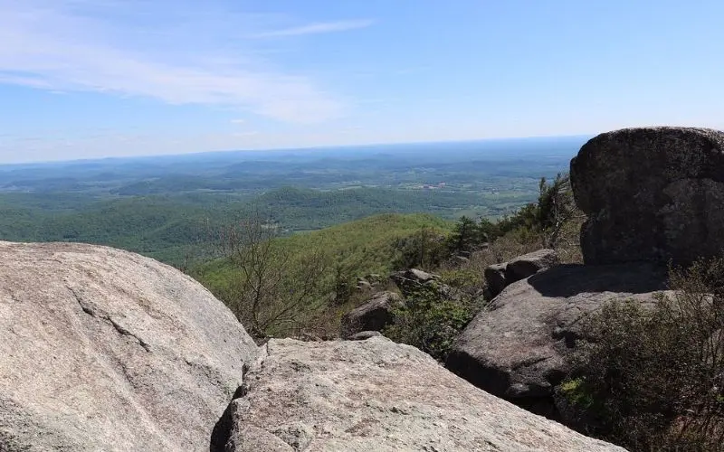Rocky overlook with panoramic views from Old Rag Mountain.