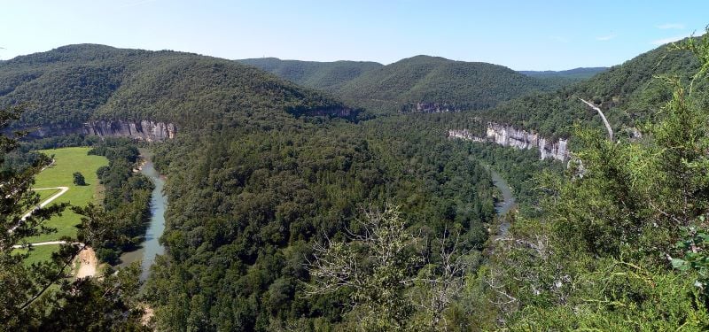 A breathtaking view of the Boston Mountains covered in lush greenery