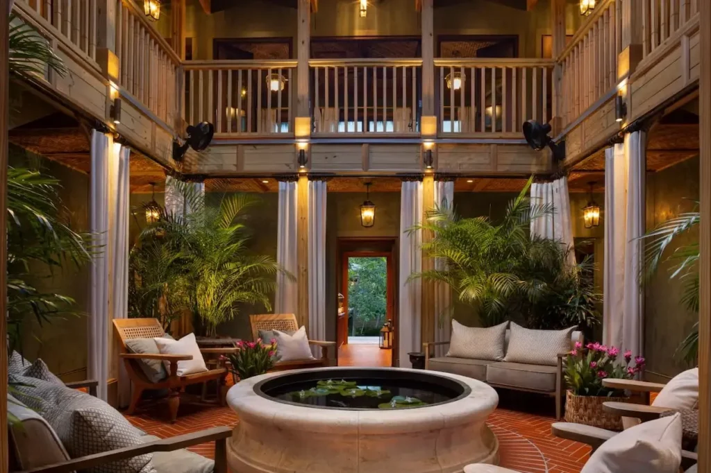 Beautiful SpaTerre courtyard at Little Palm Island