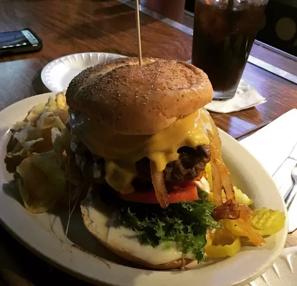 Burger and chips