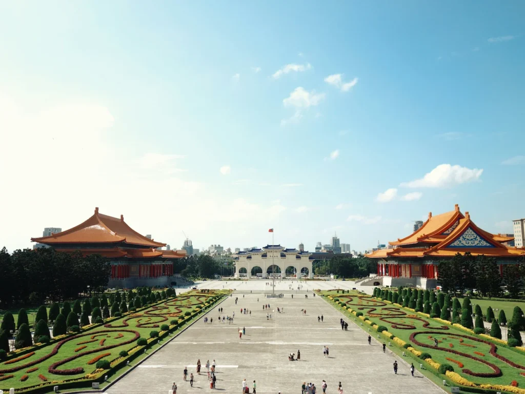Liberty Square gate framed by the National Theater and Concert Hall in Taipei