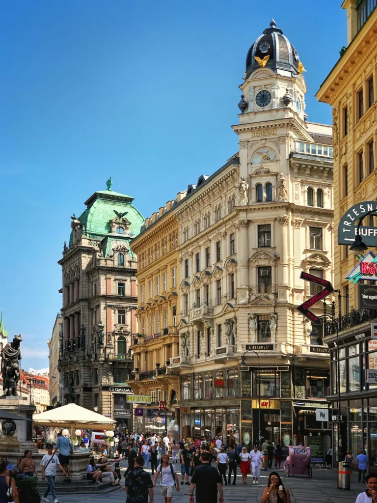 Graben street in Vienna featuring historic buildings with ornamental facades