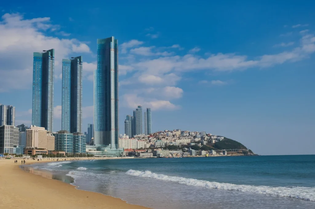 Haeundae LCT skyscrapers rising behind Haeundae Beach in Busan