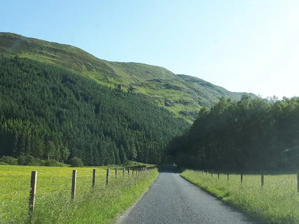 Serene country lane at Glen Lyon
