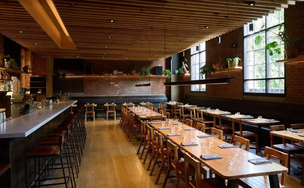 A warm, inviting dining room