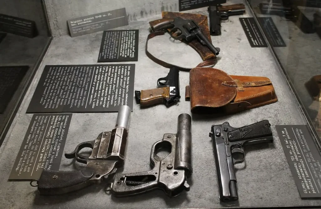 Different types of guns in Warsaw Uprising Museum
