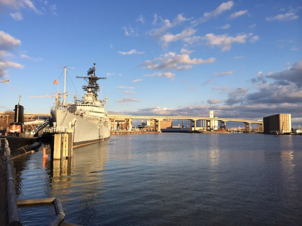USS Little Rock cruiser and submarine docked at Buffalo Naval Park