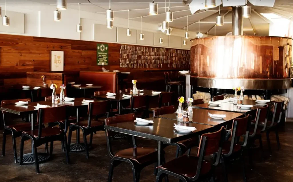 The dining room at Pizzeria Lola