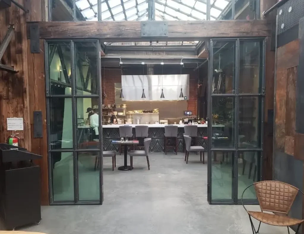 The front doors in daylight