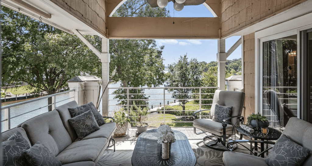 Penthouse rental with water views from the balcony  