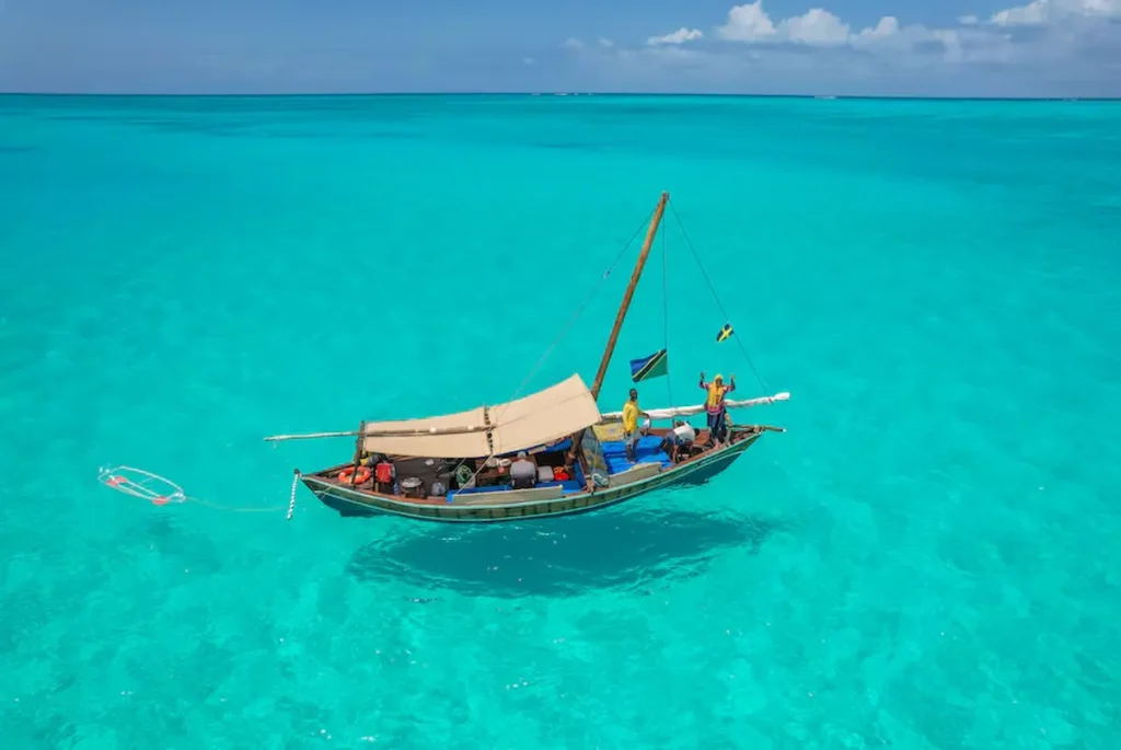 Savor a seafood dinner on a traditional dhow